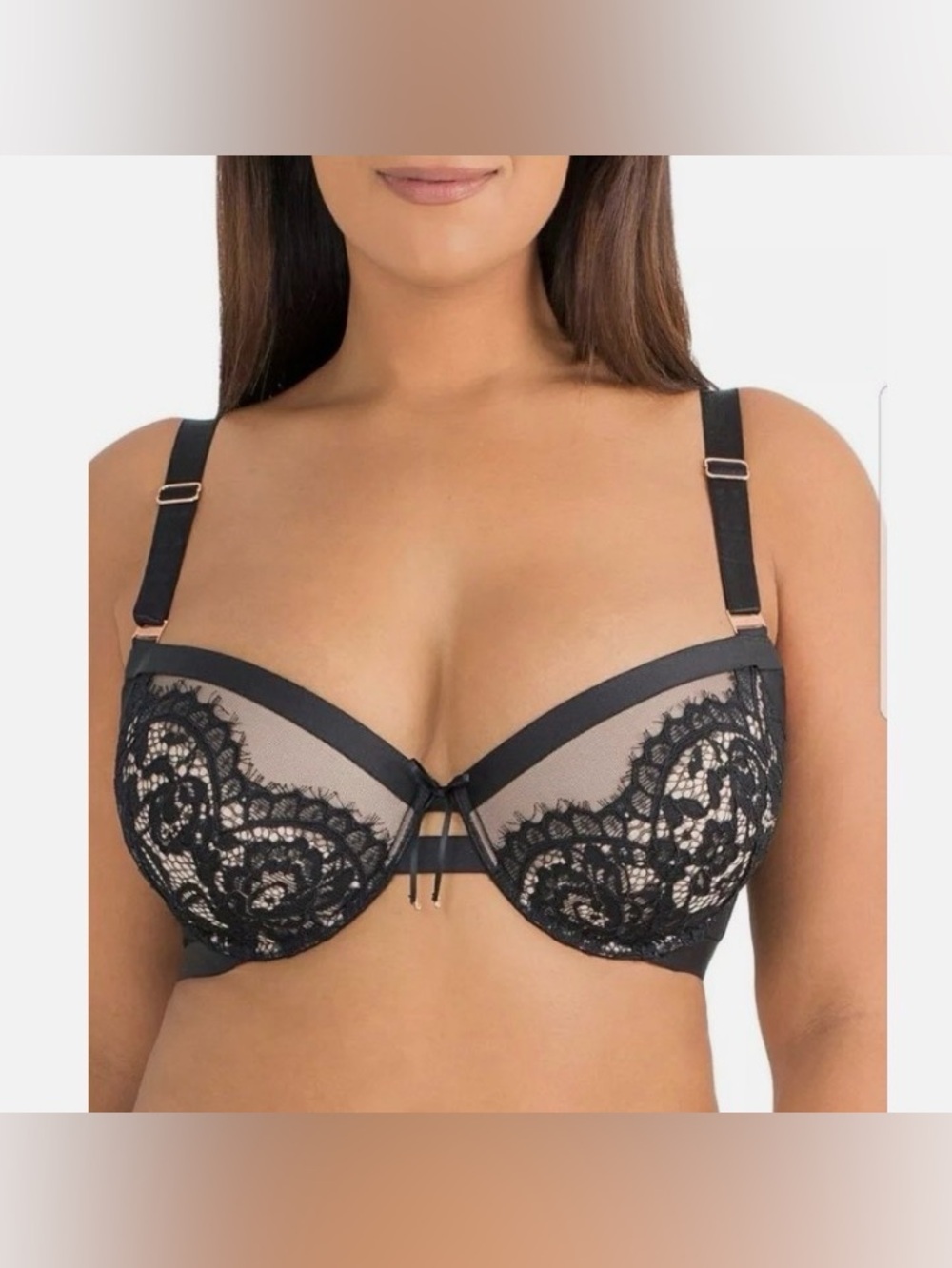 smart & sexy Black Lace Push-Up Bra with Sheer Panels